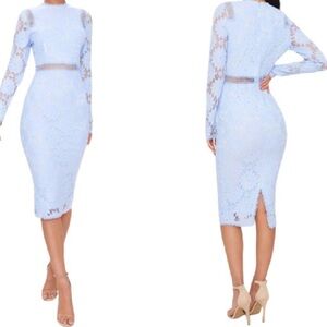 Pretty Little Things Dusty Blue Lace Dress Size 0 NWT Bodycon